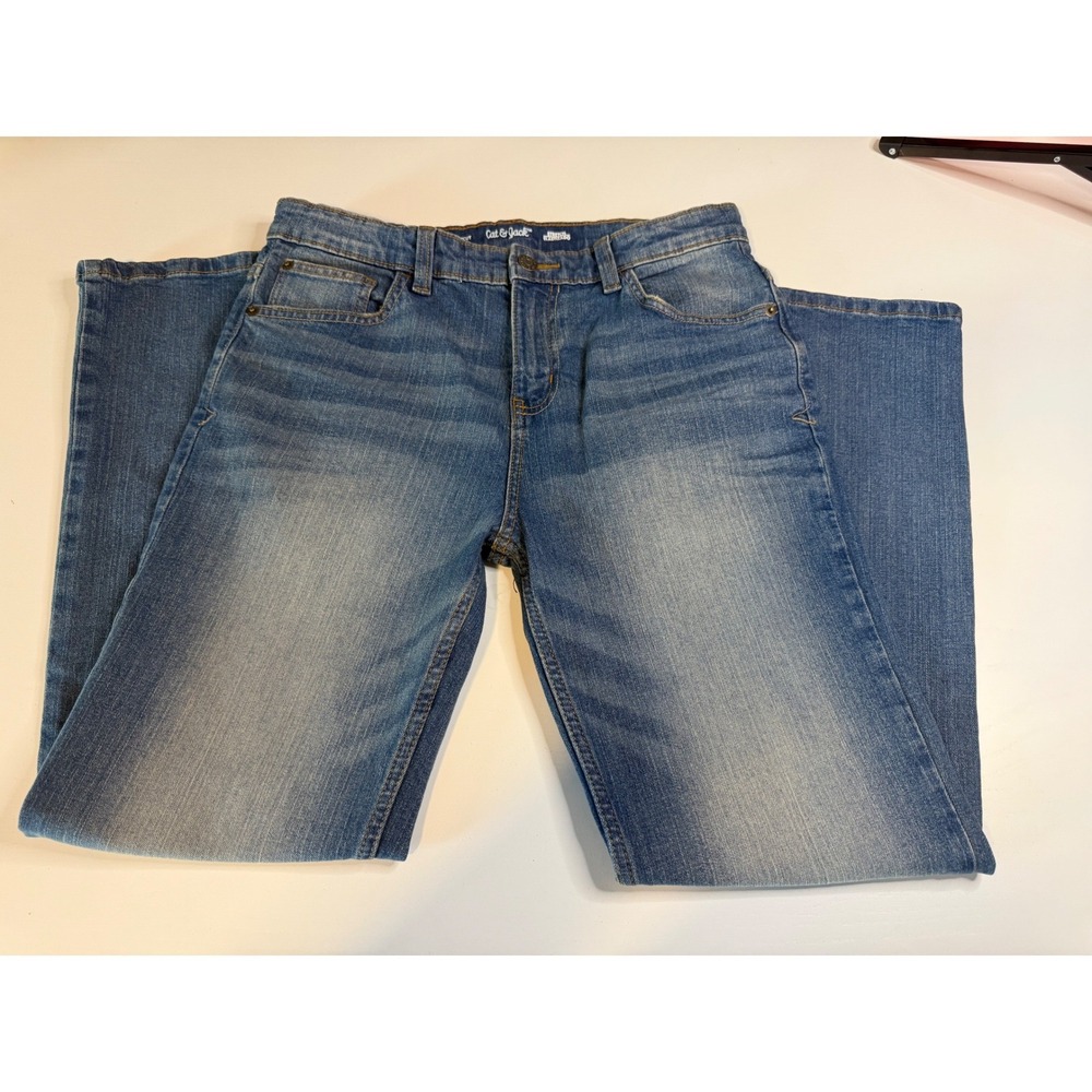 Cat & Jack Boys Bootcut Stretch Jeans Medium Wash Blue Size 16
